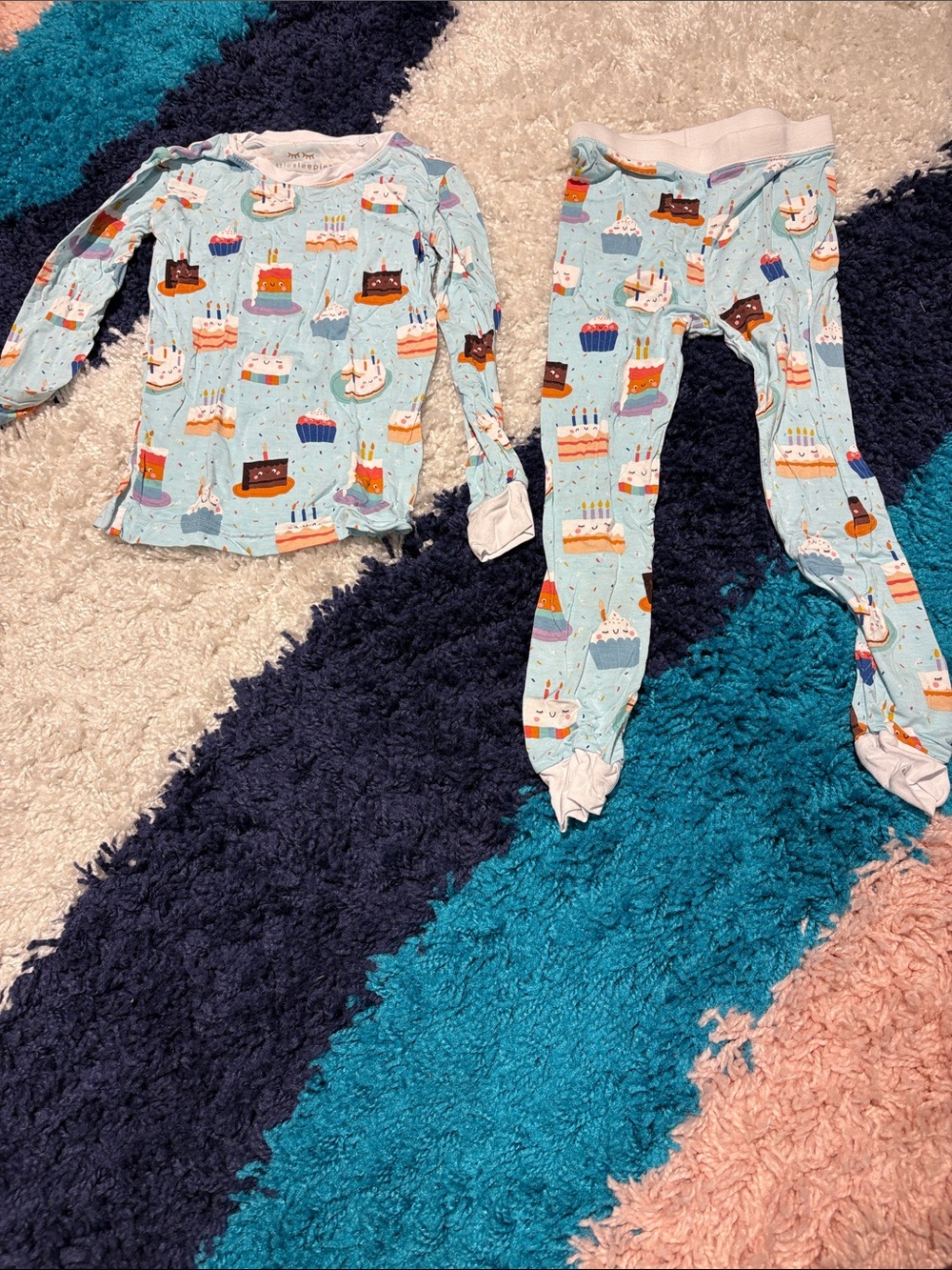 Little Sleepies Light Blue Birthday Cake Print Pajama Set